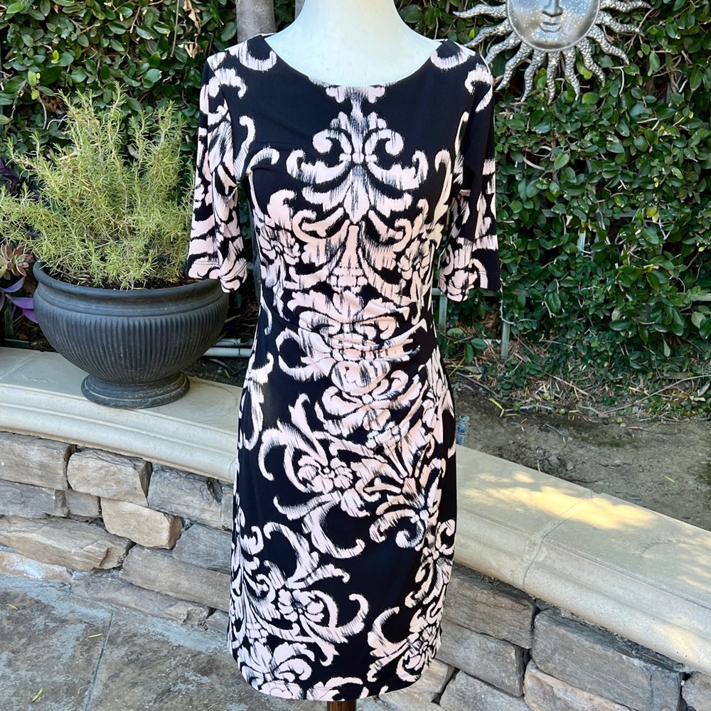 Pink and black Ruched Dress